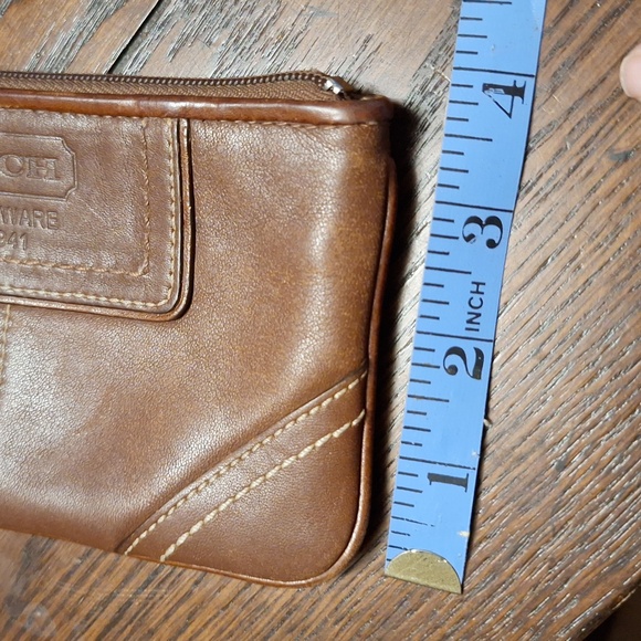 Coach Brown Leather Wristlet with Stitched Details - Picture 8 of 10